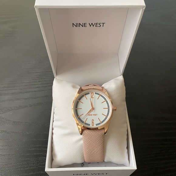 Nine West - NWT! Light Pink Leather Strapped Watch with Rose Gold Hardware - Picture 1 of 5